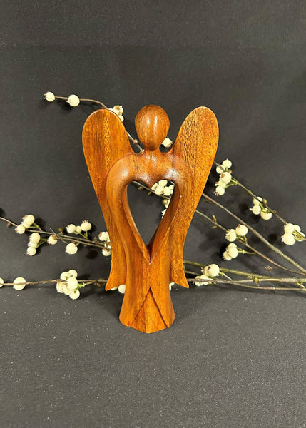 Acacia Carved Heart Angel