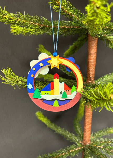 German Round Seiffen Church Ornament