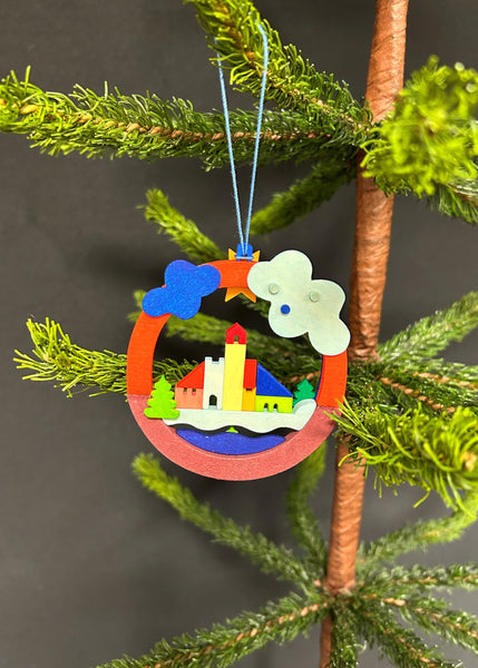 German Round Seiffen Church Ornament