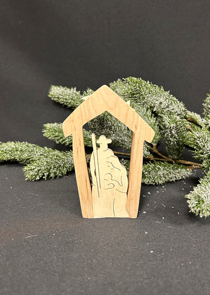 Lasercut Holy Family in Stable