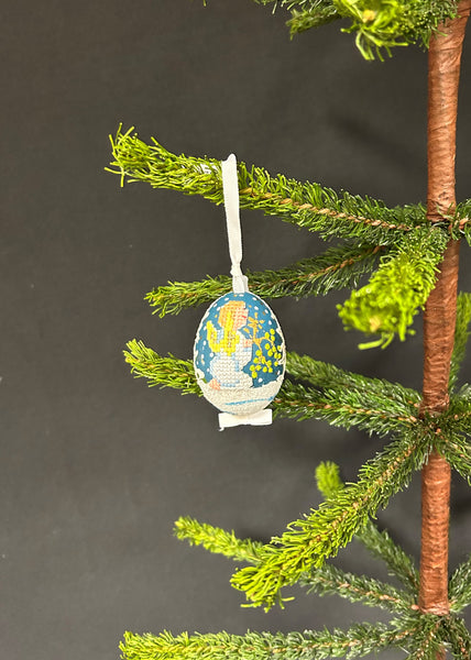 Cross-Stitched Austrian Angel Egg Ornament