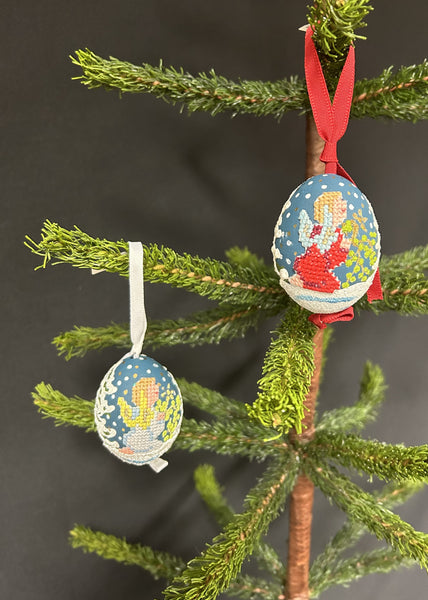 Cross-Stitched Austrian Angel Egg Ornament