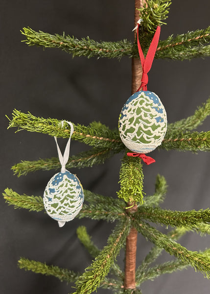 Cross-Stitched Austrian Angel Egg Ornament