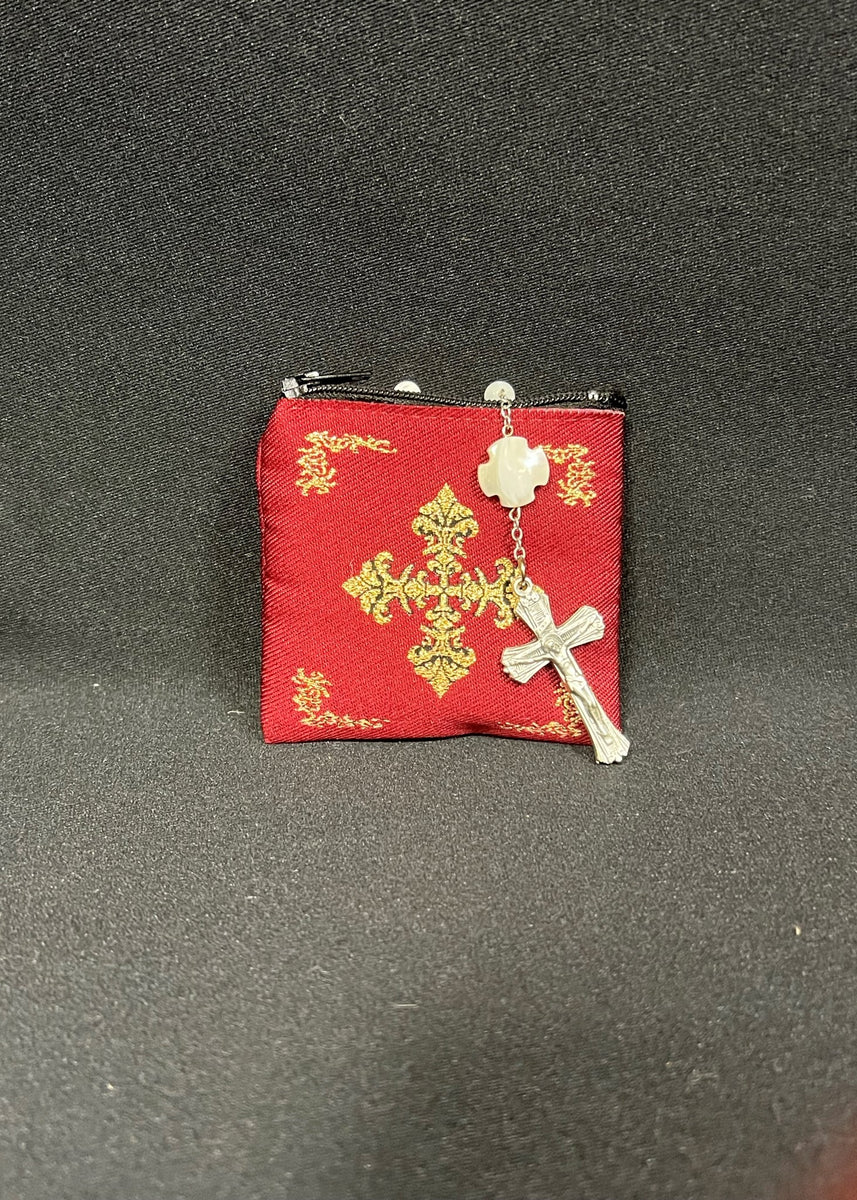 thumbnail image 2 of St. Michael Tapestry Rosary Key Chain – Coin Holder Case Pouch – Religious Gift 2 of 3