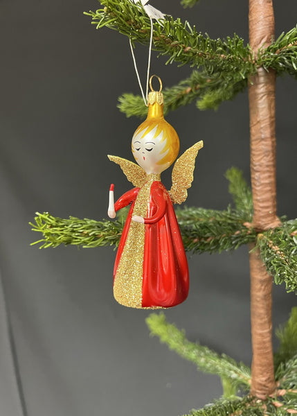 De Carlini Glass Angel with Candle Ornament