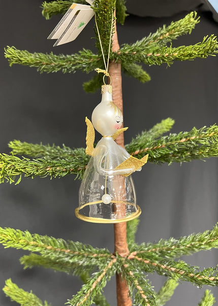 De Carlini Glass Angel Bell Ornament