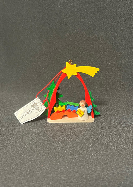 Angel with Train wood ornament