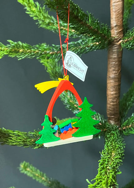 Back Angel with Train wood ornament