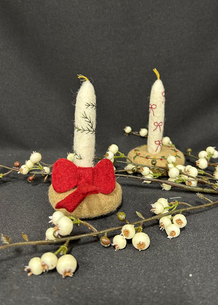 Felt Floral Christmas Candle