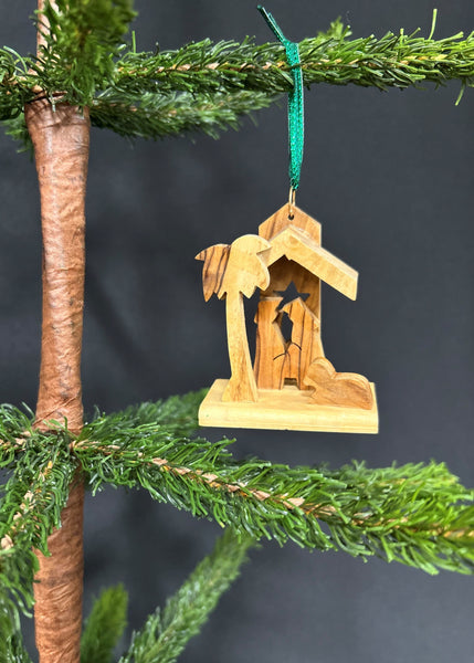 Olivewood Grotto Nativity Ornament