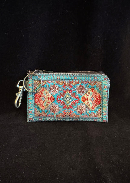 Floral Design Tapestry Keychain Pouch