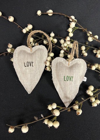 Linen Herbal Heart Sachet Ornament