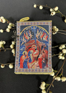 Nativity with Angels Tapestry Rosary Pouch