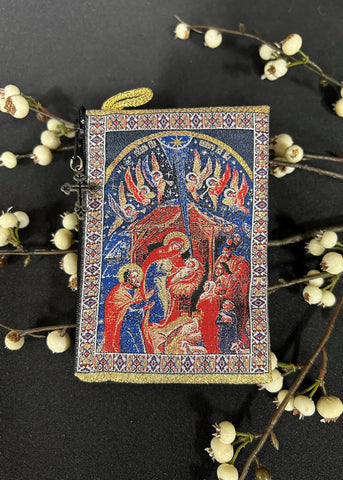 Nativity with Angels Tapestry Rosary Pouch