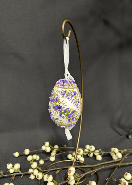 Austrian Bunny Rabbit Purple Floral Egg Ornament
