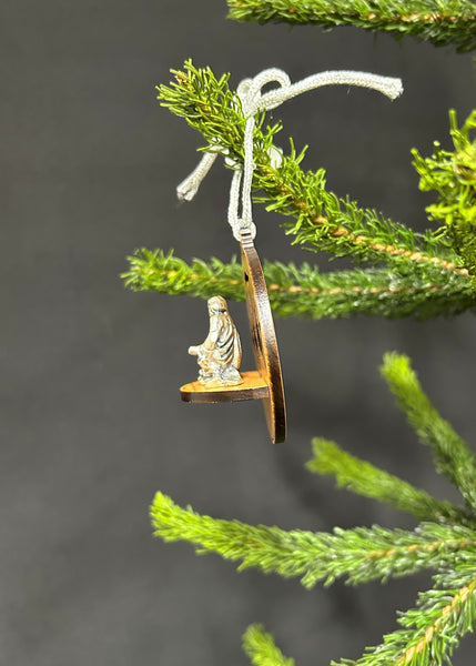 Olivewood Pewter Nativity Ornament