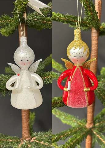 De Carlini Glass Angel with Candle Ornament
