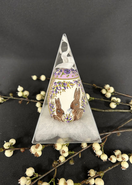 Austrian Bunny Rabbit Purple Floral Egg Ornament