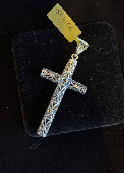 Amber Honey 3D Filigree Cross Pendant