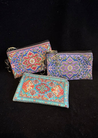 Floral Design Tapestry Keychain Pouch