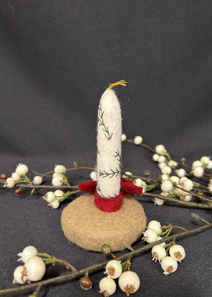 Felt Floral Christmas Candle