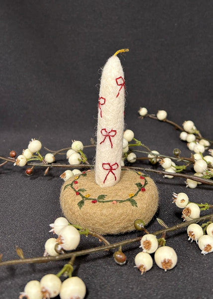 Felt Floral Christmas Candle