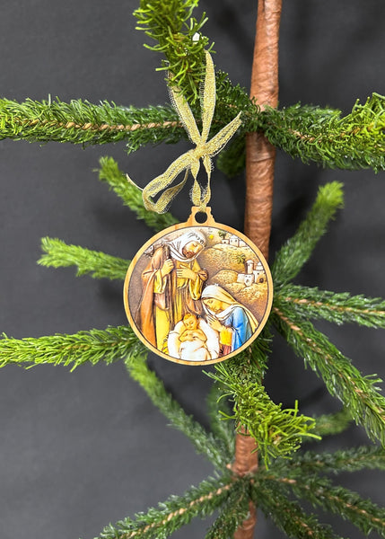 Olivewood Holy Family Ornament