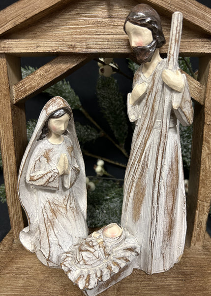 Holy Family in Wood Manger