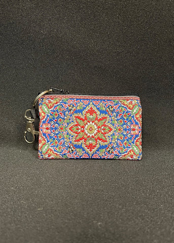Red Floral Tapestry Pouch