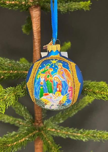 The Nativity Gathering Glass Ball Ornament