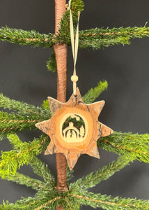 Wood Nativity Star Ornament