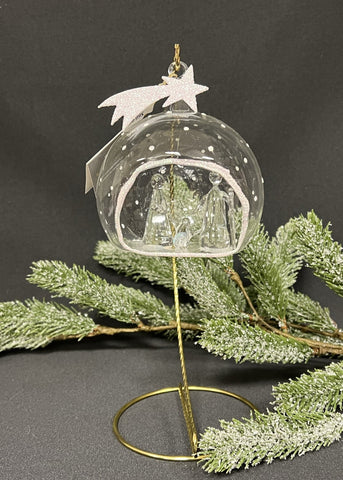 De Carlini Glass Globe Nativity Ornament