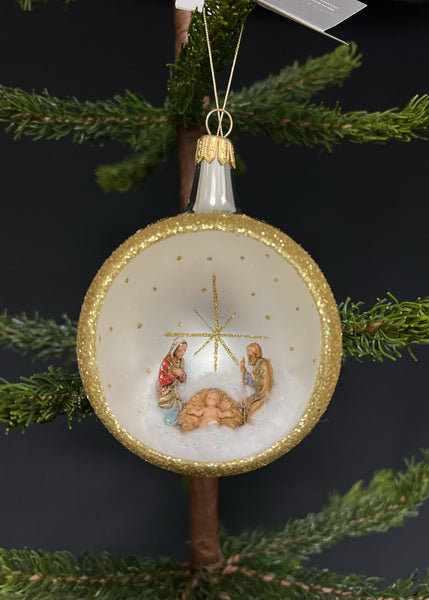 De Carlini Nativity Glass Ornament