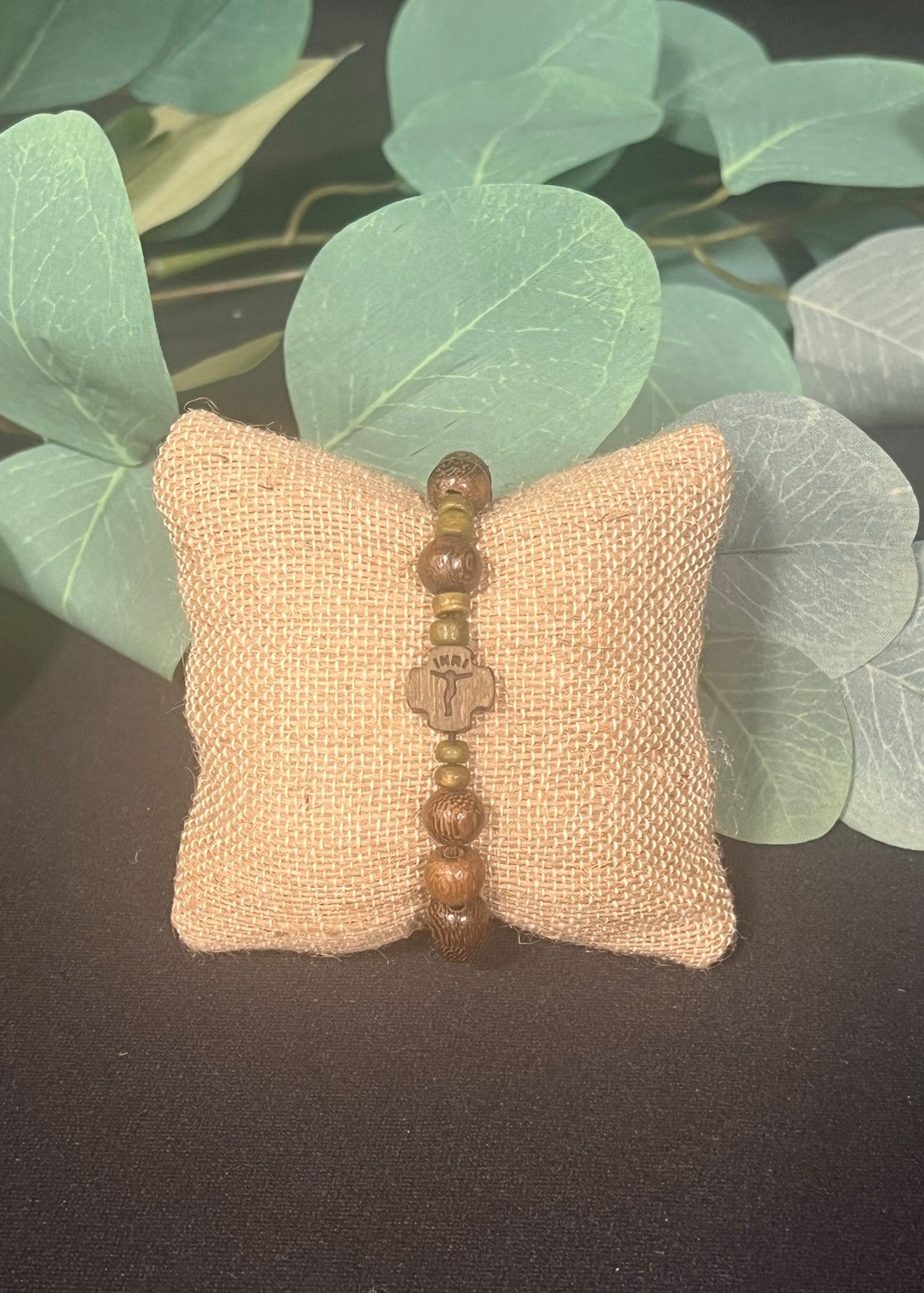 Children's Wood Rosary Stretch Bracelet