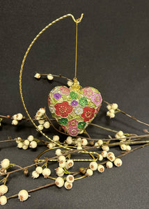 Beaded Petals Heart Ornament