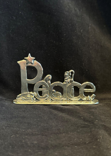 Pewter Standing PEACE Nativity Plaque