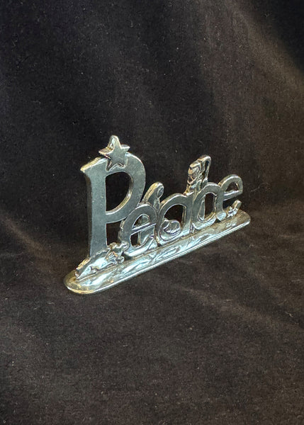 Pewter Standing PEACE Nativity Plaque
