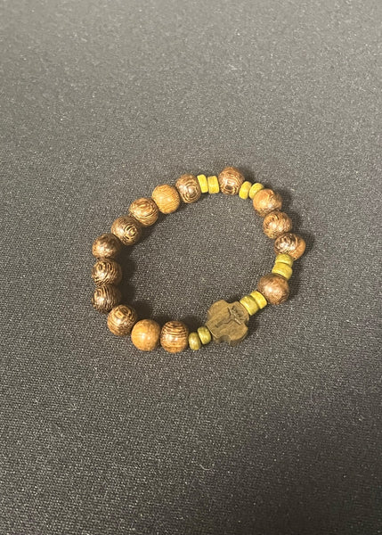 Children's Wood Rosary Stretch Bracelet