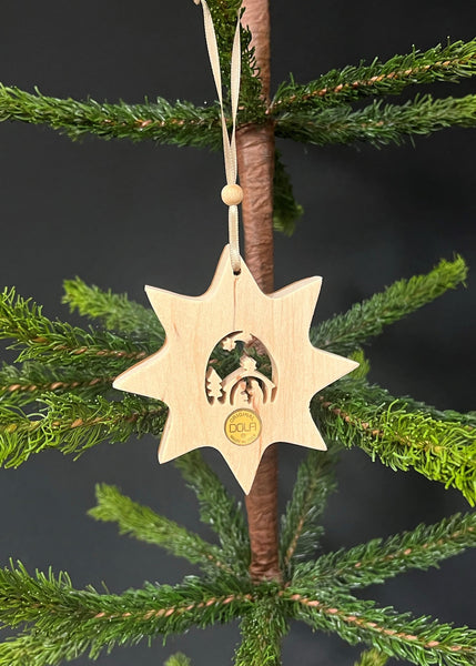 Wood Nativity Star Ornament