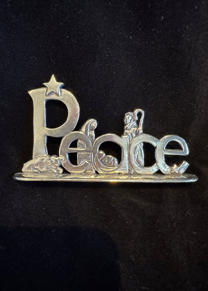 Pewter Standing PEACE Nativity Plaque