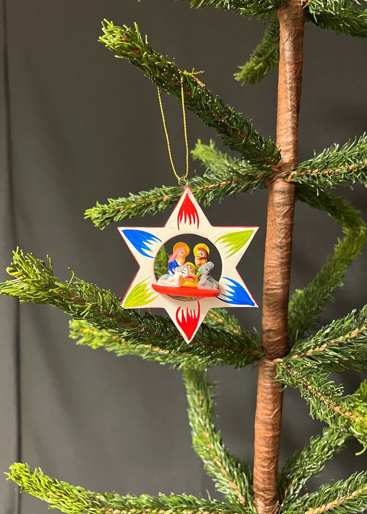 Folk Art Star Nativity Ornament