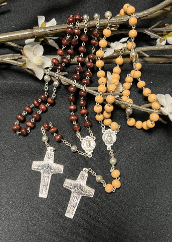 Pope Francis Wood Rosary