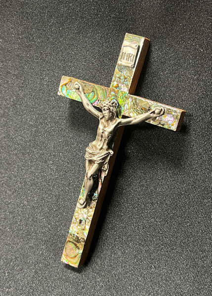 Abalone Mother of Pearl Olivewood Crucifix