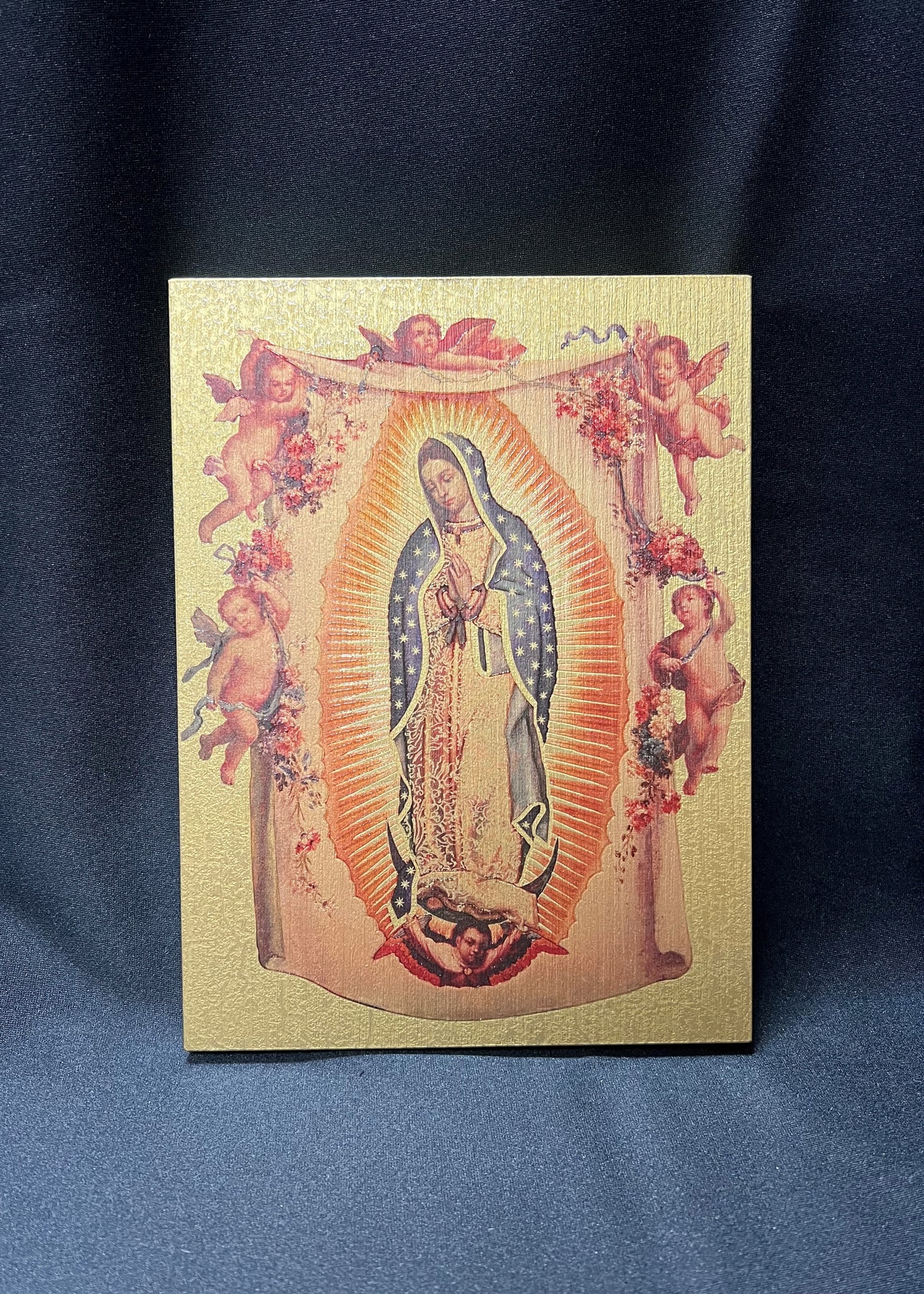 Our Lady of Guadalupe Large Gold Embossed Plaque