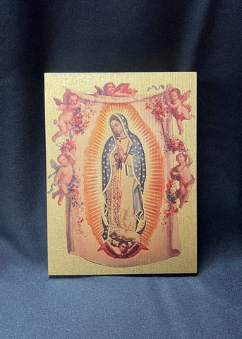 Our Lady of Guadalupe Large Gold Embossed Plaque