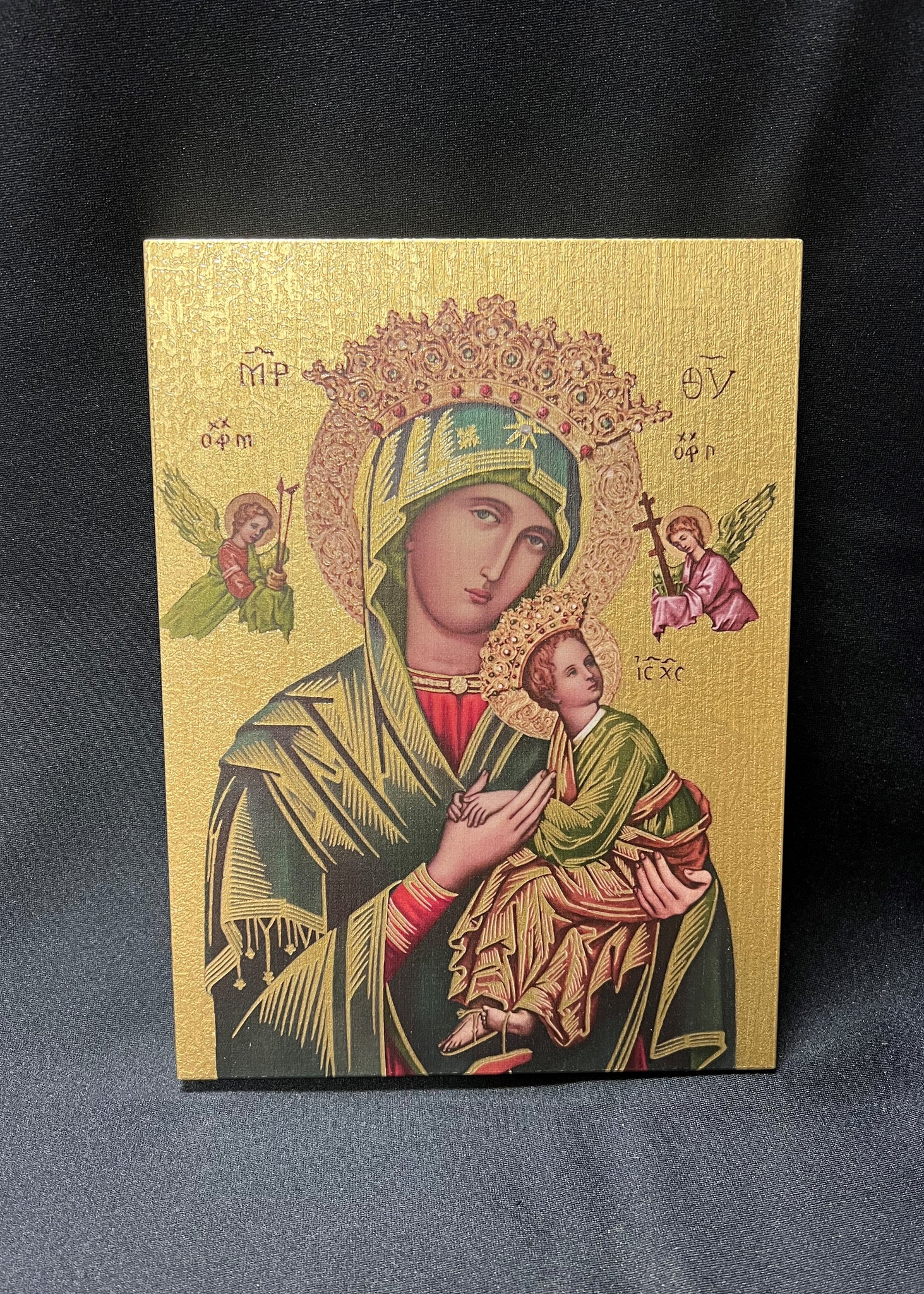 Our Lady of Perpetual Help Large Gold Embossed Plaque