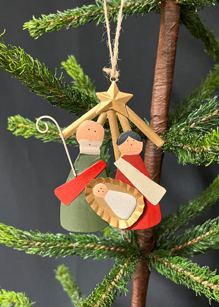 Colored Tin Nativity Ornament