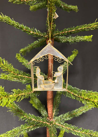 Capiz Nativity Scene Ornament