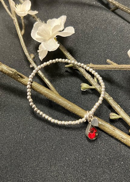 Poppy Teardrop Sterling Silver Stretch Bracelet