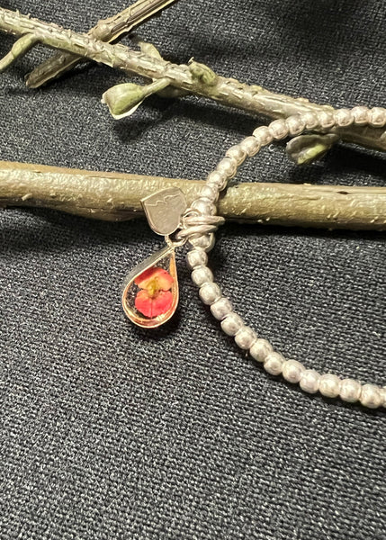 Poppy Teardrop Sterling Silver Stretch Bracelet